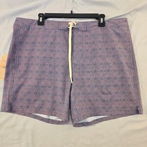 Faherty Board Shorts 38 Mens Blue Pink Geometric Medallion Stretch New With Tags